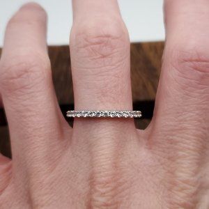 Size 9.5 925 Sterling Silver Simple Bright Clear Cubic Zirconia Ring